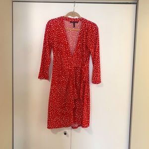 BCBG red and white wrap dress